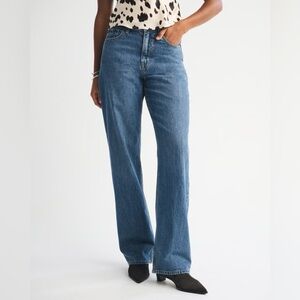 Abercrombie & Fitch Curve Love High Rise Loose Fit Denim Blue Jeans Size 33 16R